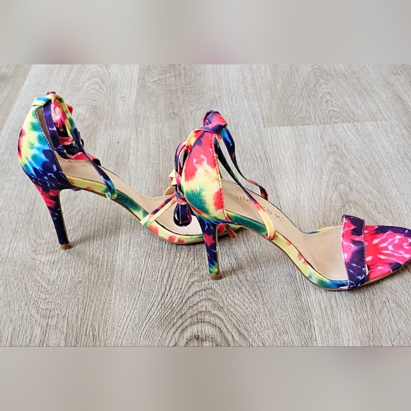 Size 9 Allegra K Tie-Dye Lace-Up Stiletto Heels - Picture 7 of 9